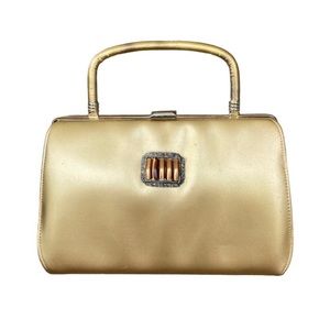 Rhythm Step Gold Vinyl Vintage 1970’s Handbag Collapsible Handle